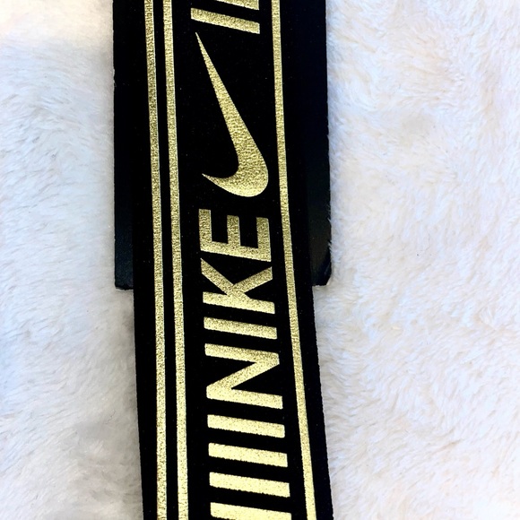 Nike Black Gold Wide Swoosh Logo Headband NWT - Picture 4 of 8